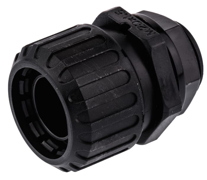 Kopex Straight, Cable Conduit Fitting, 20mm Nominal Size, M20, PP, Black IP65 rating