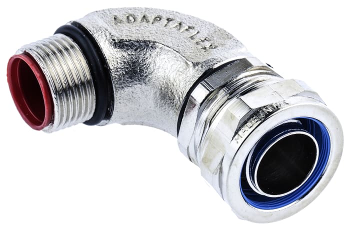 Adaptaflex 90° Elbow, Conduit Fitting, 20mm Nominal Size, M20, Brass, Silver IP67 rating