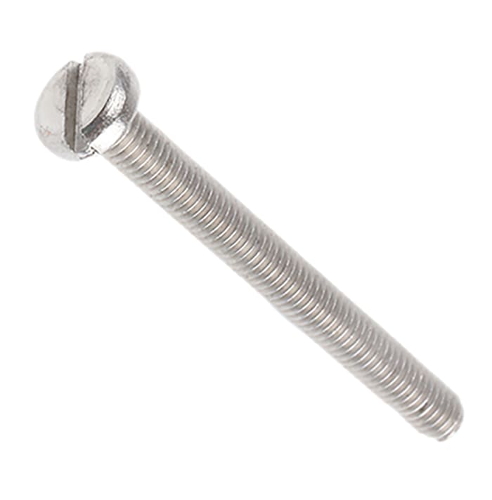 RS PRO Slot M3 Pan A2 304 Stainless Steel Machine Screws DIN 85 x 30.0mm