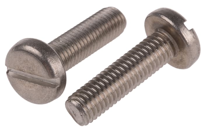 Tornillo de cabeza alomada con huella ranurada RS PRO M8 x 30.0mm, paso de rosca 1.25mm, de Acero Inoxidable