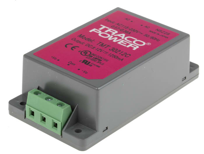 TRACOPOWER Switching Power Supply, TMT 30212C, ±12V dc, 1.25A, 30W, Dual Output, 85 → 264 V ac, 85 → 370