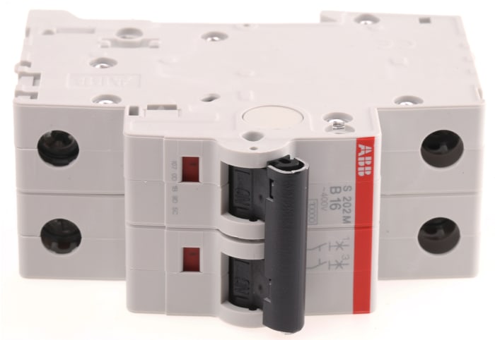 ABB System Pro M Compact S200M MCB, 2P, 16A Curve B, 440V AC, 125V DC, 10 kA Breaking Capacity