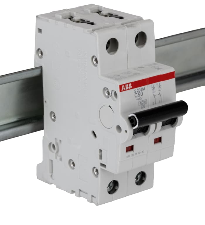 Interruptor automático 2P, 50A, Curva Tipo C, Poder de corte 10 kA S202M-C50, System Pro M Compact, Montaje en Carril