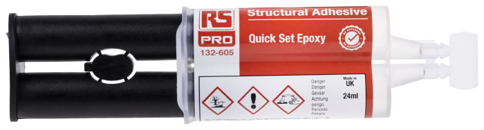 RS PRO 24 ml Saydam İkili Kartuş Epoksi Yapıştırıcı, Değişik Malzemeler İçin