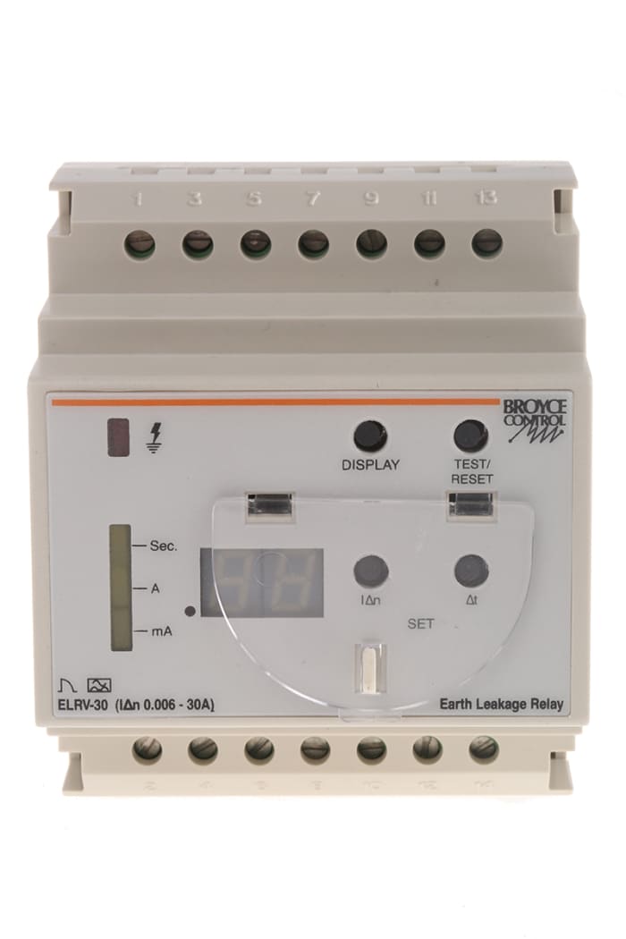 Broyce Control Kaçak Akım Koruma Rölesi - RCD, Kesme: 6 → 30000mA, 8 A, 2P, DIN Rayına Monte