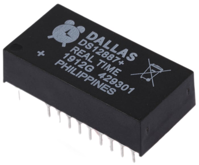 Maxim Integrated DS12887+, Real Time Clock (RTC), 114B RAM Multiplexed, 24-Pin EDIP