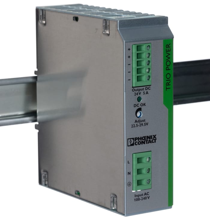 Phoenix Contact TRIO POWER Switched Mode DIN Rail Power Supply, 85 → 264V ac ac Input, 24V dc dc Output, 5A