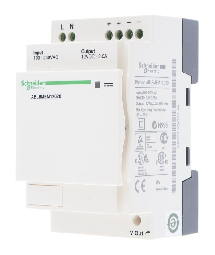 Schneider Electric Switch Mode DIN Rail Panel Mount Power Supply ac Input dc Output, 2A Output, 25W
