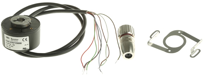 Baumer GI342 Series Optical Incremental Encoder, 2048 ppr, HTL/Push Pull Signal, Hollow Type, 12mm Shaft