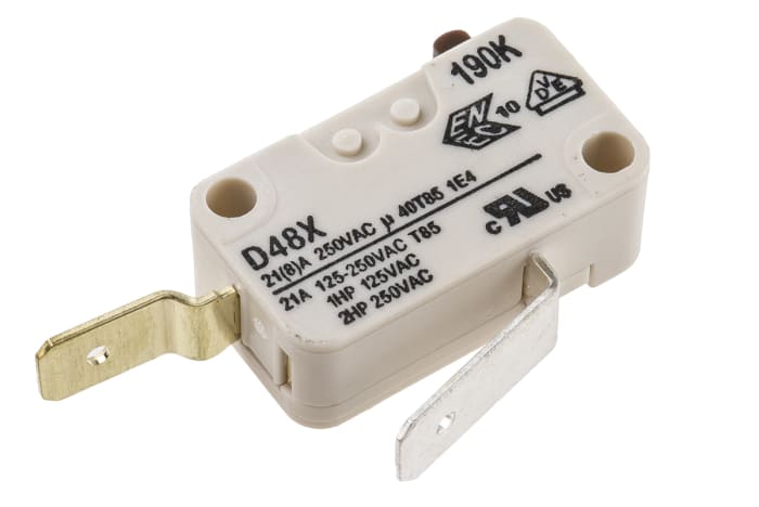 Microinterruptor, Botón SPST 21 A a 250 V ac