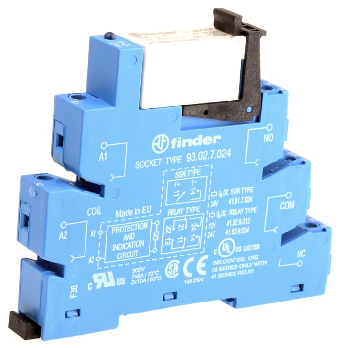 38.52.7.012.0050 Finder Finder DIN Rail Mount Interface Relay, 12V dc