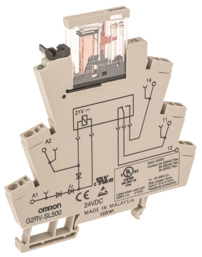Omron DIN Rail Non-Latching Relay, 24V dc Coil, 6A Switching Current, SPDT
