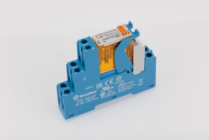 Finder 4C Series Interface Relay, DIN Rail Mount, 24V ac Coil, DPDT, 2-Pole