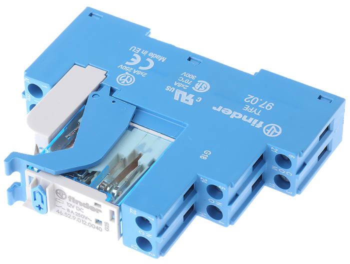 Finder 4C Series Interface Relay, DIN Rail Mount, 12V dc Coil, DPDT, 2-Pole