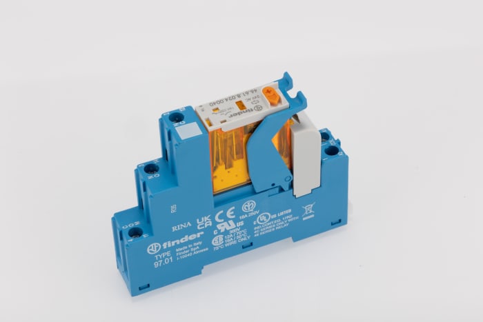 Finder 4C Series Interface Relay, DIN Rail Mount, 24V ac Coil, SPDT, 1-Pole