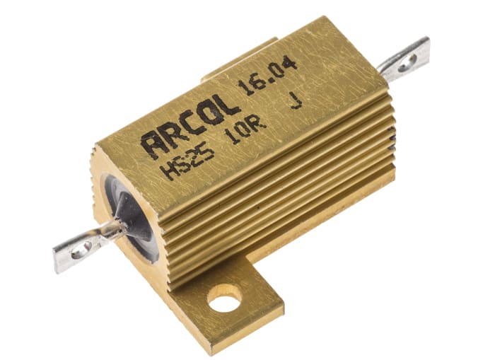 Resistencia de montaje en panel Arcol, 10Ω ±5% 25W, Con carcasa de aluminio, Axial, Bobinado
