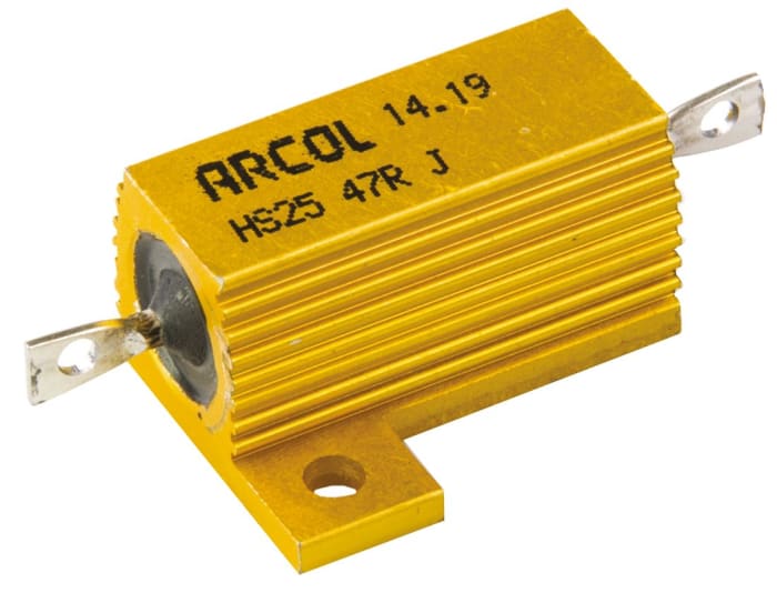 Resistencia de montaje en panel Arcol, 47Ω ±5% 25W, Con carcasa de aluminio, Axial, Bobinado