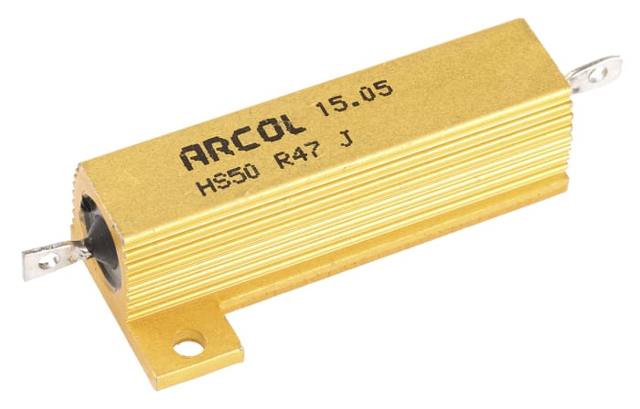 Resistencia de montaje en panel Arcol, 470mΩ ±5% 50W, Con carcasa de aluminio, Axial, Bobinado