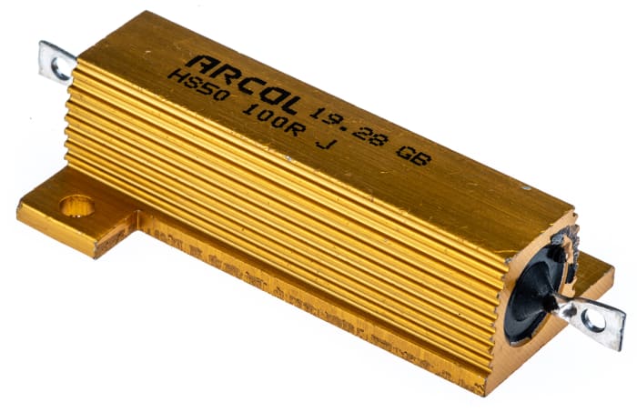 Resistencia de montaje en panel Arcol, 100Ω ±5% 50W, Con carcasa de aluminio, Axial, Bobinado