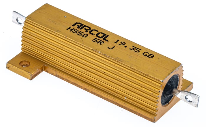 Resistencia de montaje en panel Arcol, 5Ω ±5% 50W, Con carcasa de aluminio, Axial, Bobinado