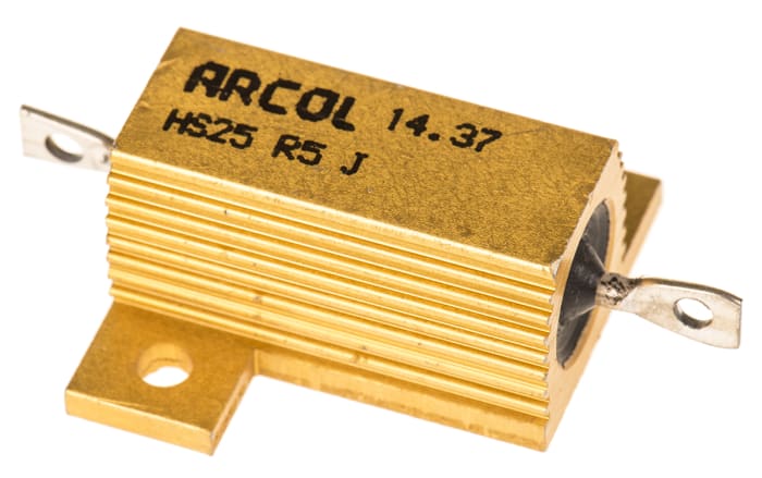 Arcol, 500mΩ 25W Wire Wound Chassis Mount Resistor HS25 R5 J ±5%