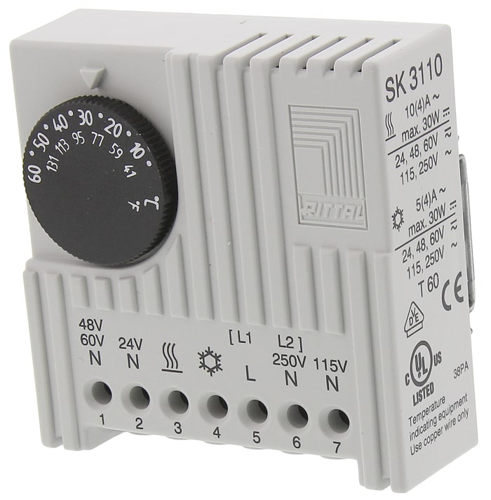 Rittal, Enclosure Thermostat, Adjustable, Changeover, 230 V ac