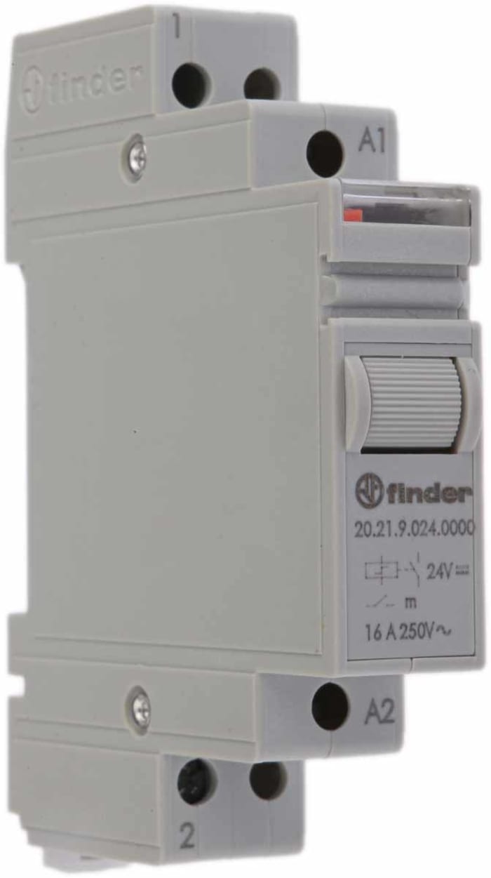 Finder DIN Rail Latching Modular Step Relay, 24V dc Coil, 16A Switching Current, SPST-NO
