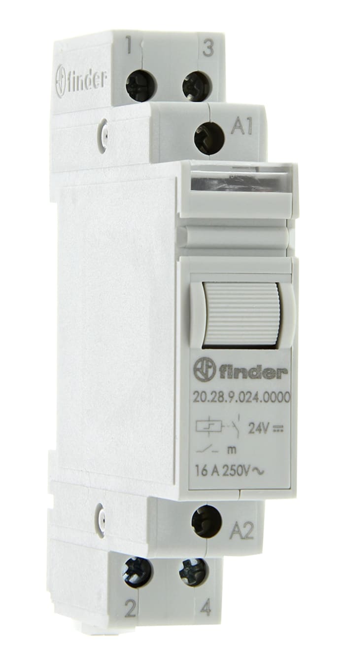 Finder DIN Rail Latching Modular Step Relay, 24V dc Coil, 16A Switching Current, DPST