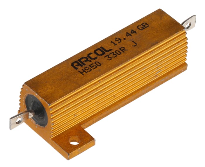 Resistencia de montaje en panel Arcol, 330Ω ±5% 50W, Con carcasa de aluminio, Axial, Bobinado