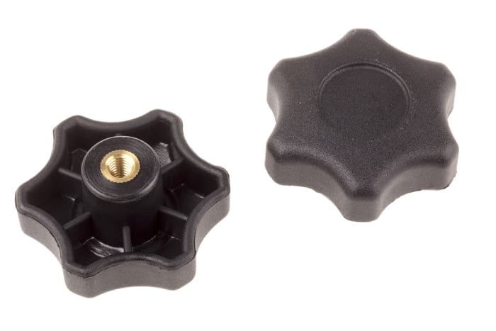RS PRO Black Multiple Lobes Clamping Knob, M6, Threaded Hole