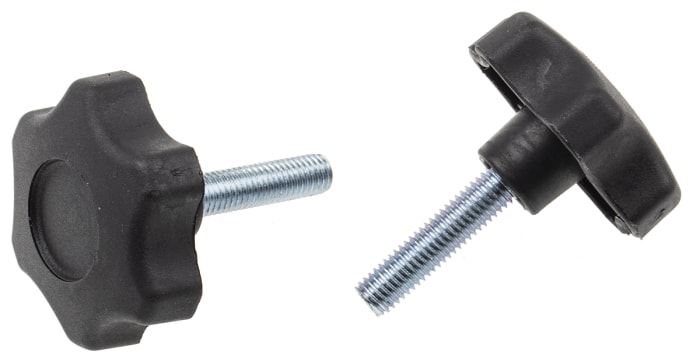 RS PRO Black Multiple Lobes Clamping Knob, M10, Threaded Stud