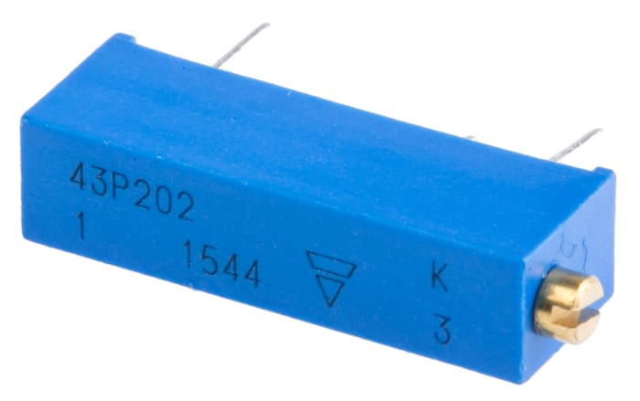 Vishay 43P Series 20-Turn Through Hole Trimmer Resistor with Pin Terminations, 2kΩ ±10% 1/2W ±100ppm/°C Side Adjust