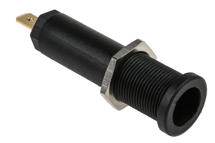 Staubli Black Female Banana Socket, 4 mm Connector, Tab Termination, 10A, 1000V, Gold Plating