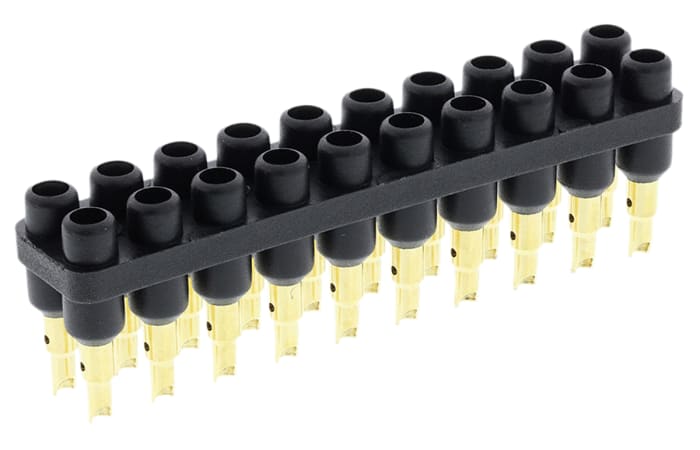 Staubli Straight PCB Socket, 20-Contact, 2-Row, 6mm Pitch, Solder Termination