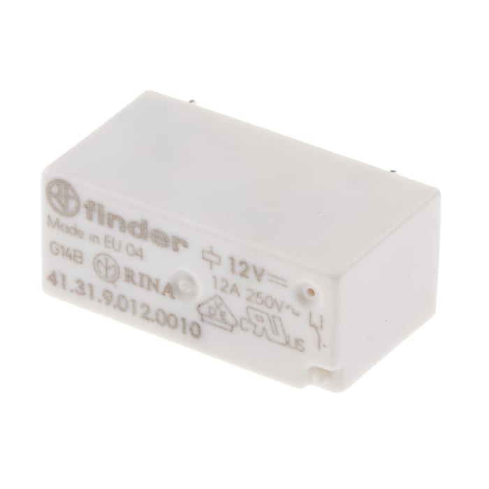 Finder PCB Mount Power Relay, 12V dc Coil, 12A Switching Current, SPDT