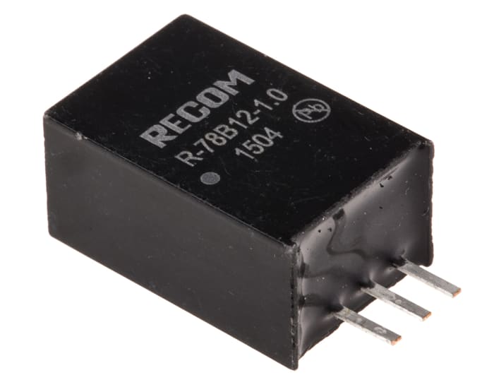 Recom Switching Regulator, Through Hole, 12V dc Output Voltage, 32V dc Input Voltage, 1A Output Current, 1 Outputs