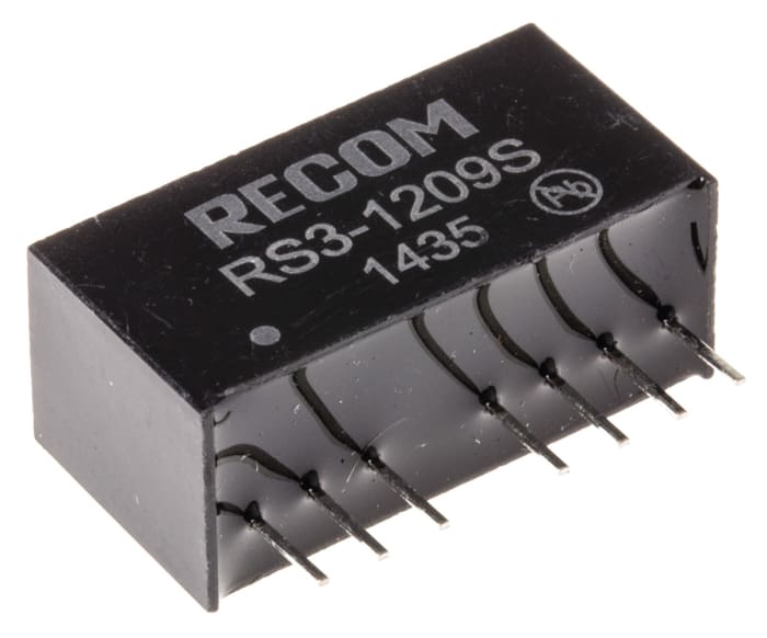 Recom RS3 DC-DC Converter, 9V dc/ 333mA Output, 9 → 18 V dc Input, 3W, Through Hole, +71°C Max Temp -40°C Min