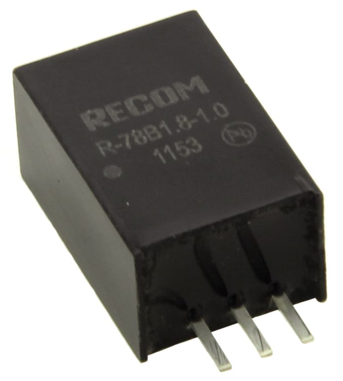 Recom Switching Regulator, Through Hole, 1.8V dc Output Voltage, 25V dc Input Voltage, 1A Output Current, 1 Outputs