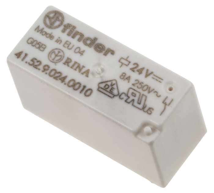 Finder PCB Mount Relay, 24V dc Coil, 8A Switching Current, DPDT