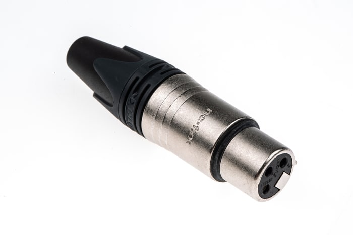 Neutrik XLR Konnektör, Soket, Kablo Ucuna Monte, Gümüş Kaplı Kontak, 50 V, 3 Pinli / Kontaklı