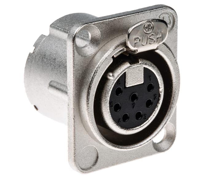 Neutrik-Connecteur XLR Femelle Droit 7 voies Montage panneau, placage Argent sur Nickel