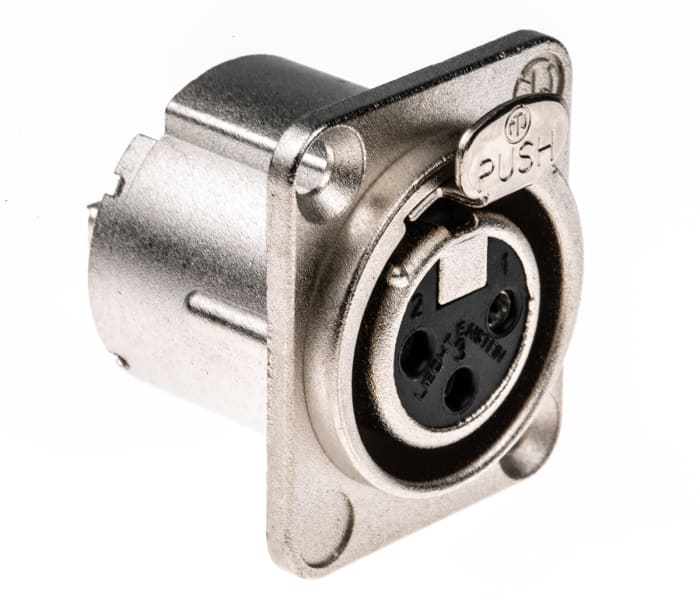 Neutrik Panel Mount XLR Connector, Female, 50 V, 3 Way, Silver over Nickel Plating