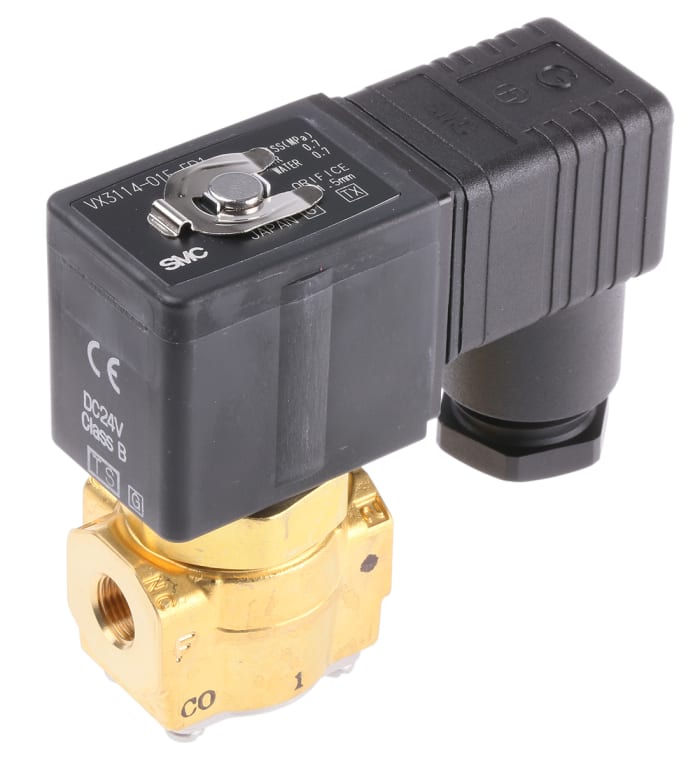 SMC Solenoid Valve VX3114-01F-5D1, 3 port(s) , Common, 24 V dc, 1/8in