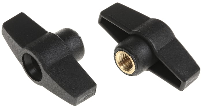 RS PRO Black 1-Arm Clamping Knob, M8, Threaded Through Hole