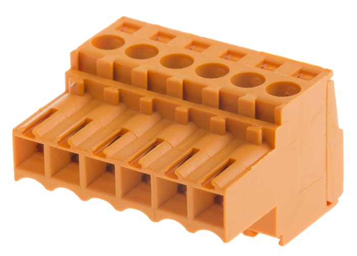 Weidmuller, 3.5mm Pitch, BL, 6 Way, Pluggable Terminal Block, Plug, Cable Mount, Screw Down Termination, 1597400000