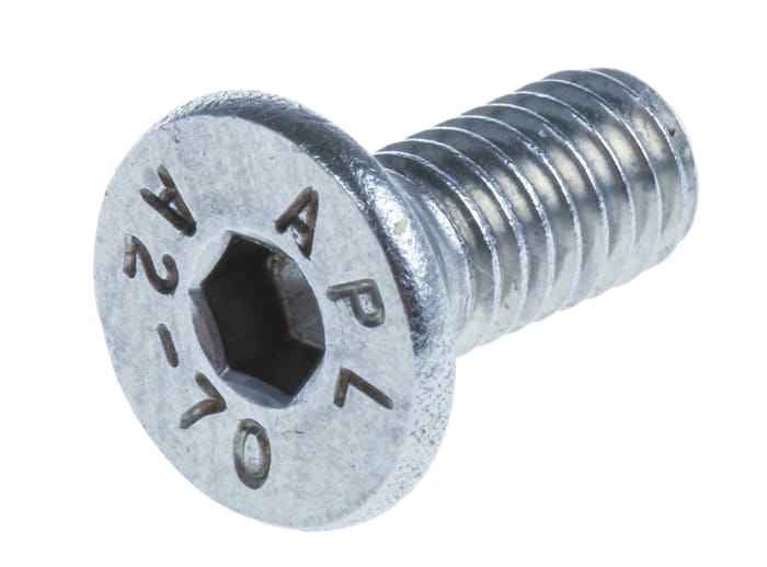 RS PRO Plain Stainless Steel Hex Socket Countersunk Screw, DIN 7991, M4 x 10mm