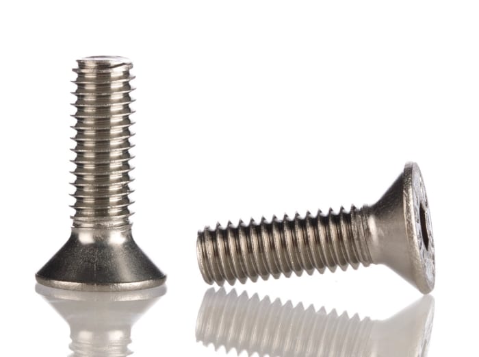 RS PRO Plain Stainless Steel Hex Socket Countersunk Screw, ISO 10642, M5 x 16mm
