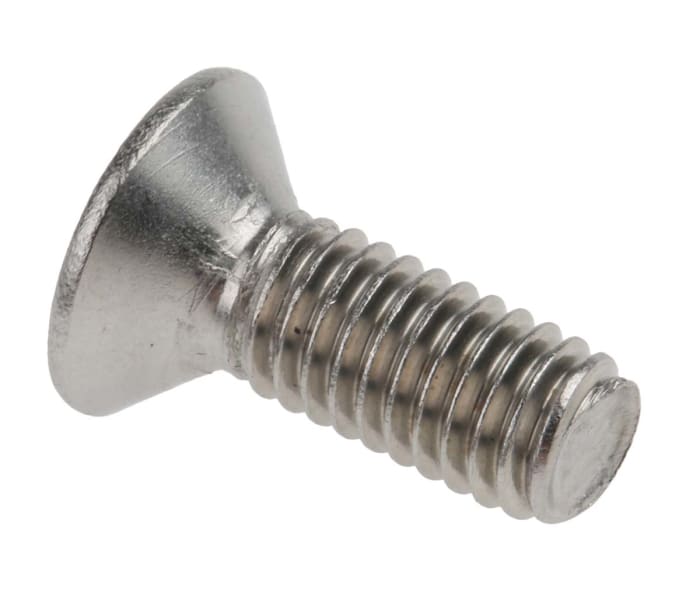 RS PRO Plain Stainless Steel Hex Socket Countersunk Screw, ISO 10642, M6 x 16mm