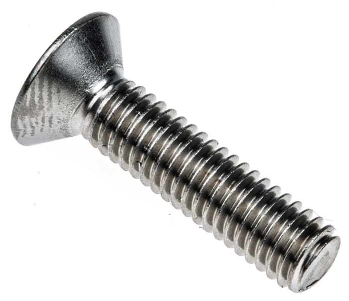 RS PRO Plain Stainless Steel Hex Socket Countersunk Screw, DIN 7991, M6 x 25mm