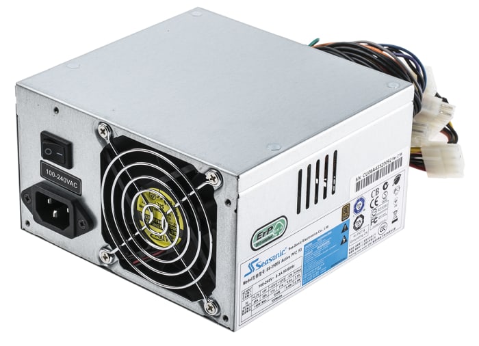 Fuente de alimentación de PC, entrada 220V ac, Salida 3.3 V dc, 5 V dc, ±12 V dc 350W